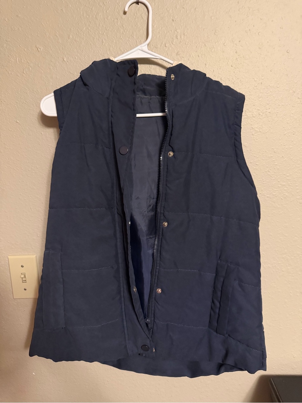 Umgee Navy Quilted Hooded Puffer Vest
